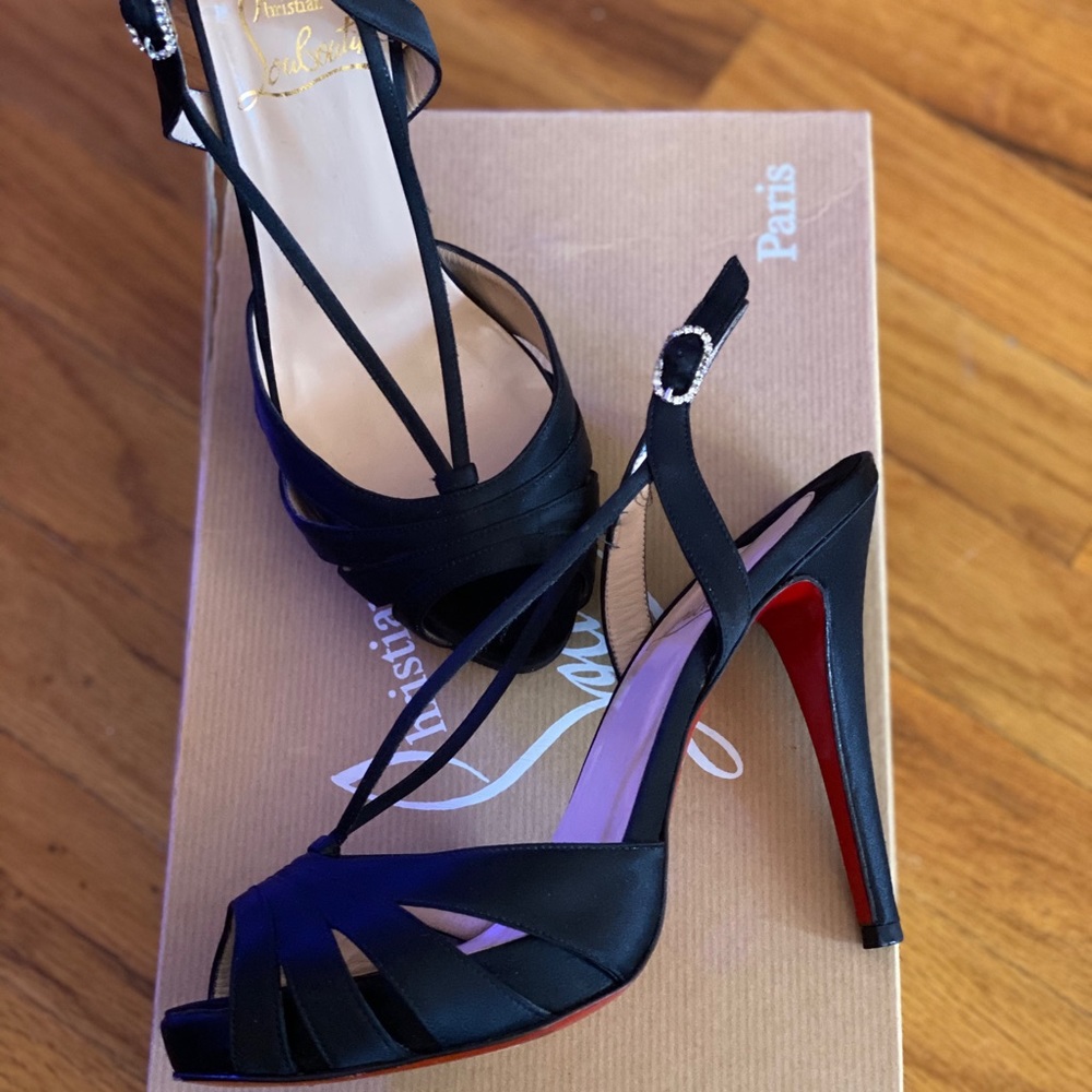 Christian Louboutin Activa Black Satin Sandals